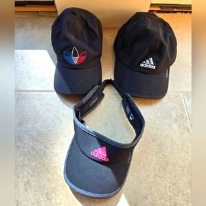 Adidas Hats Visor Lot of 3 Black Climacool Climalite Logo